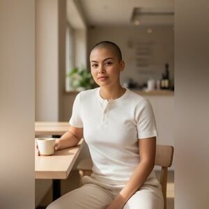 Elegant White Short Sleeve Henley Top